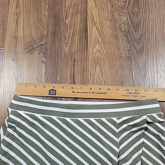 Talbots Skirt Womens Medium Petite Green Stripe Stretch PullOn Ruffle Wrap - Picture 3 of 8